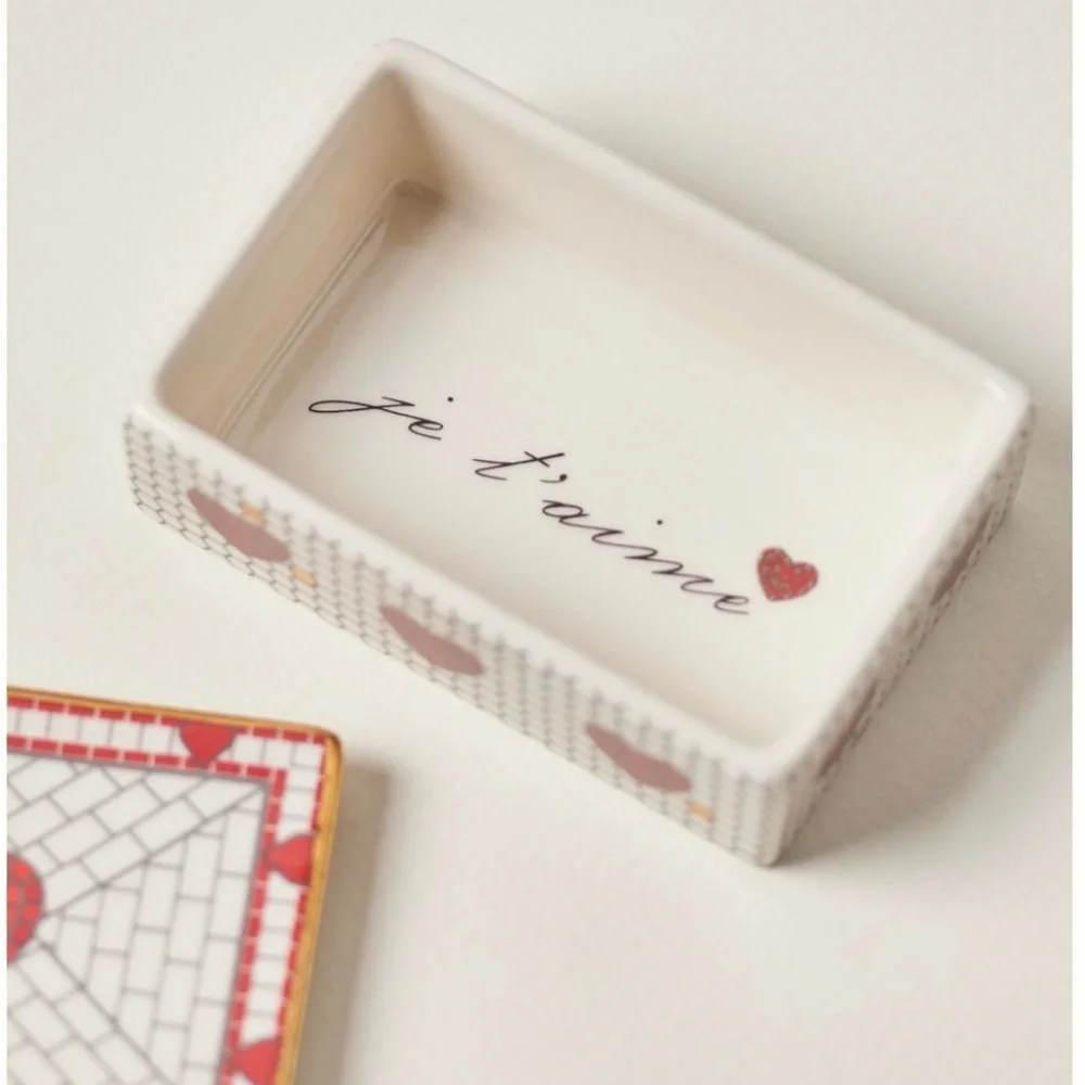 Anthropologie valentines Heart Patterned Trinket Box
